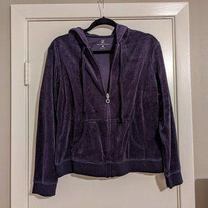 NY&CO Velour Zipper Hoodie - Sapphire